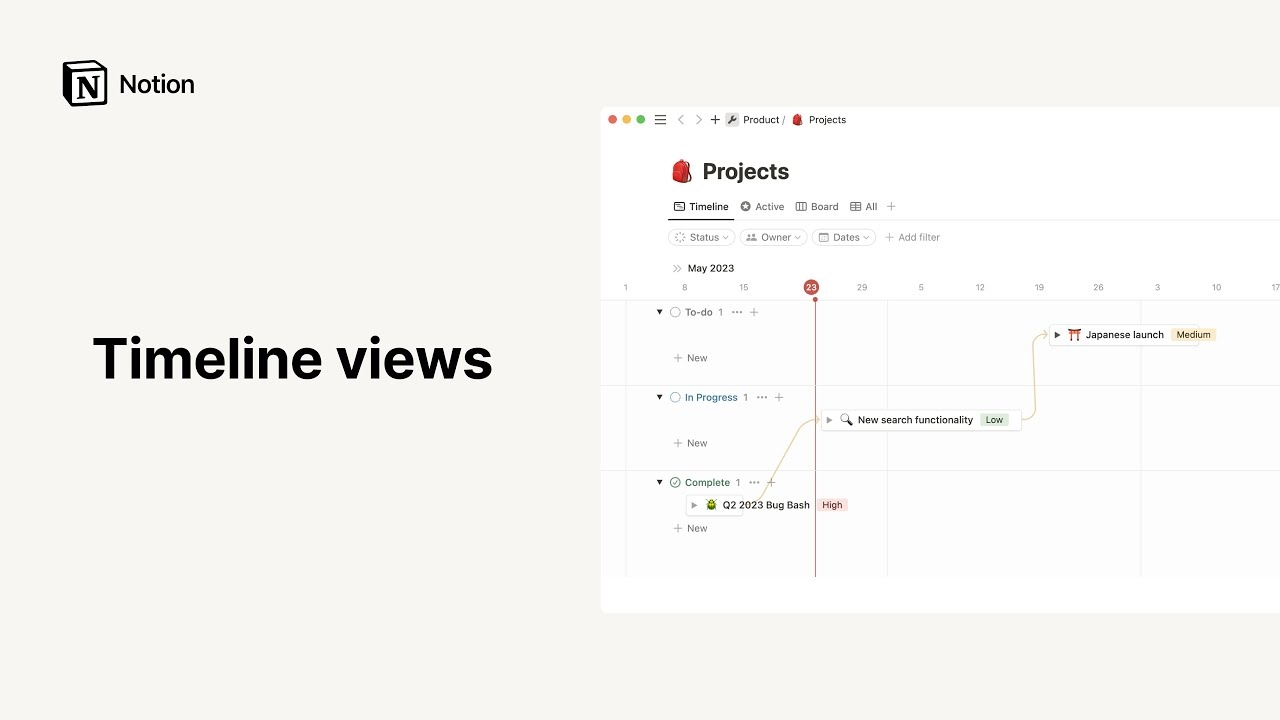 Base de dados com visualização em cronograma