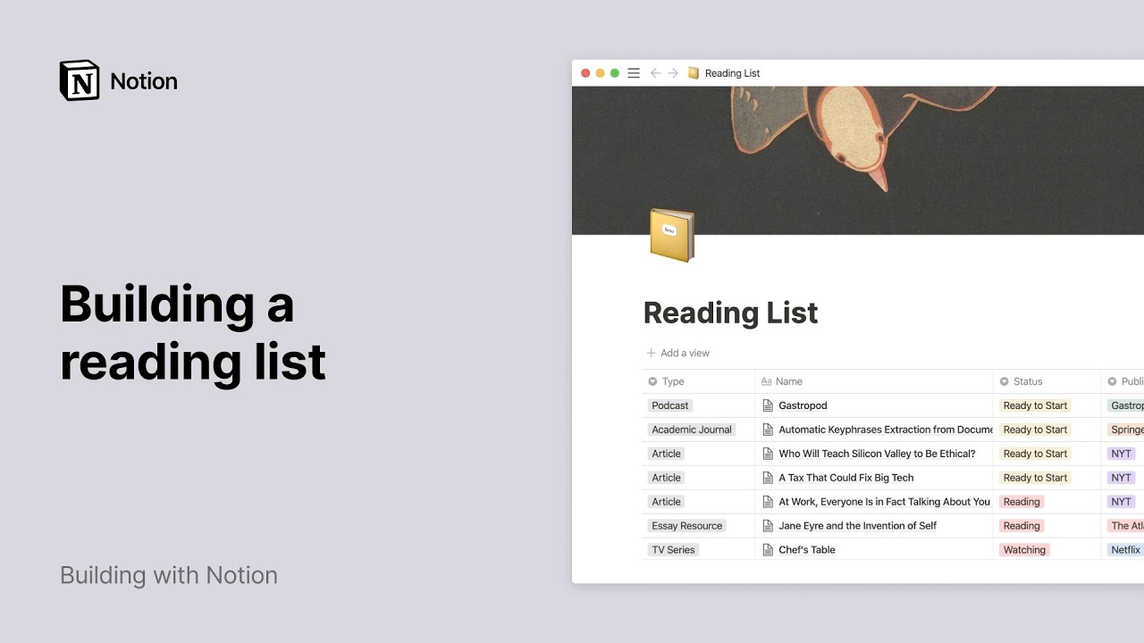 Build a reading list in Notion