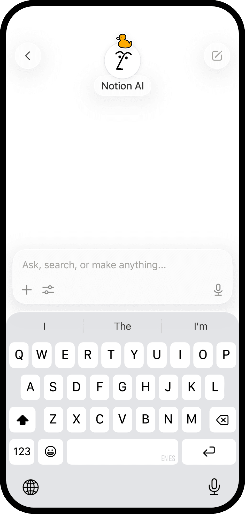 Een screenshot van Notion op mobiel