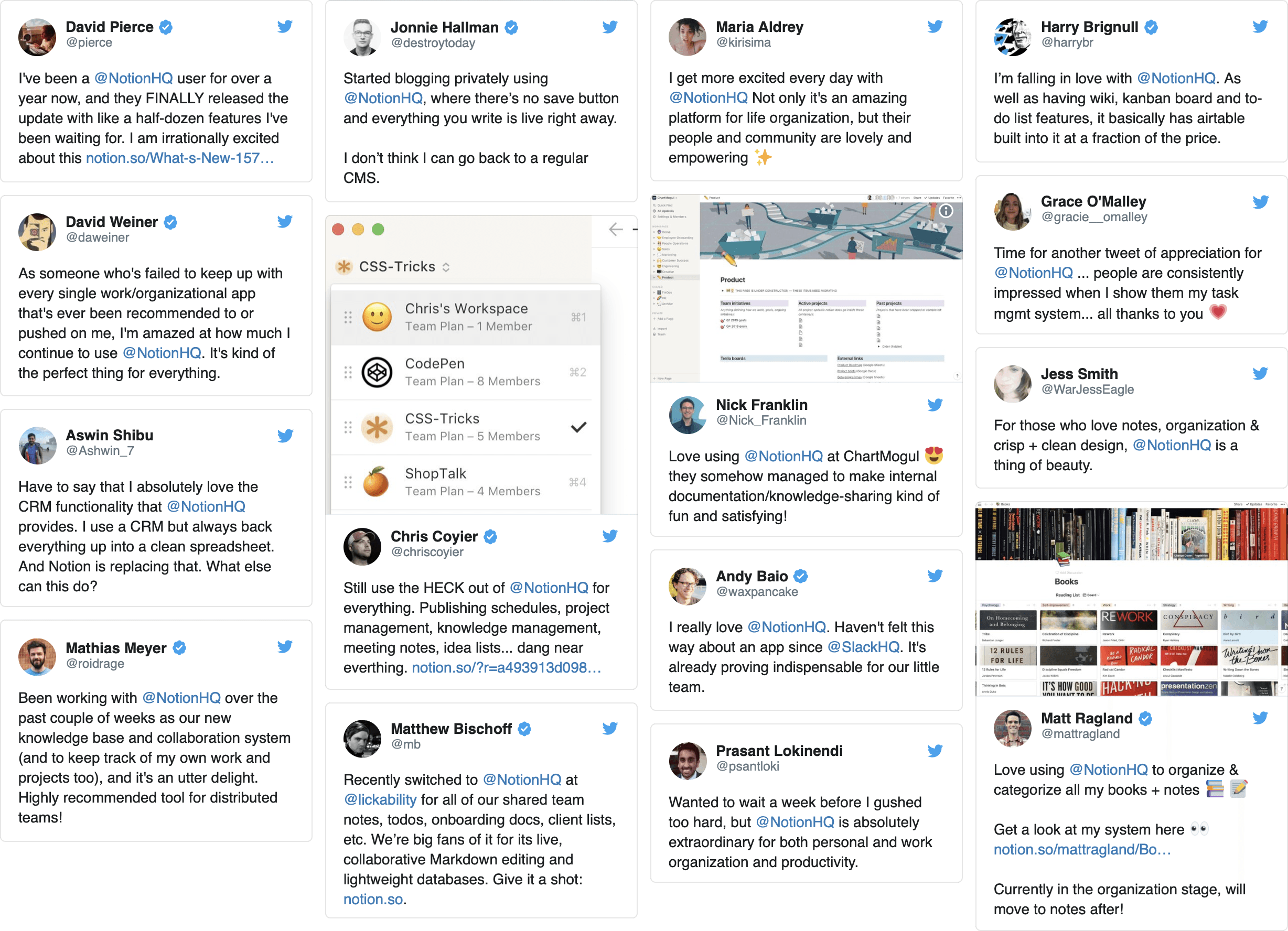 A collection of Tweets from users who like using Notion