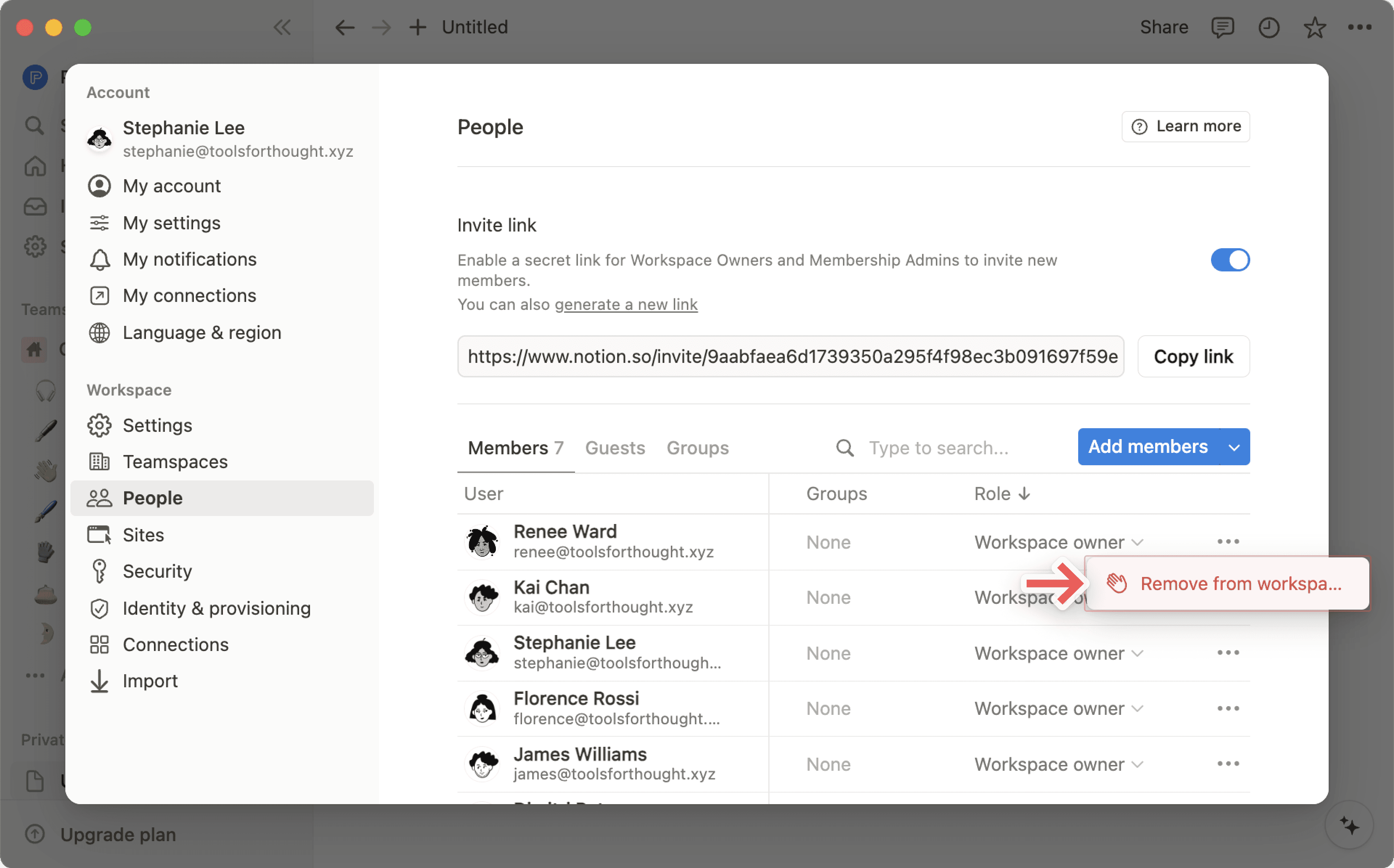 HC : Supprimer un membre