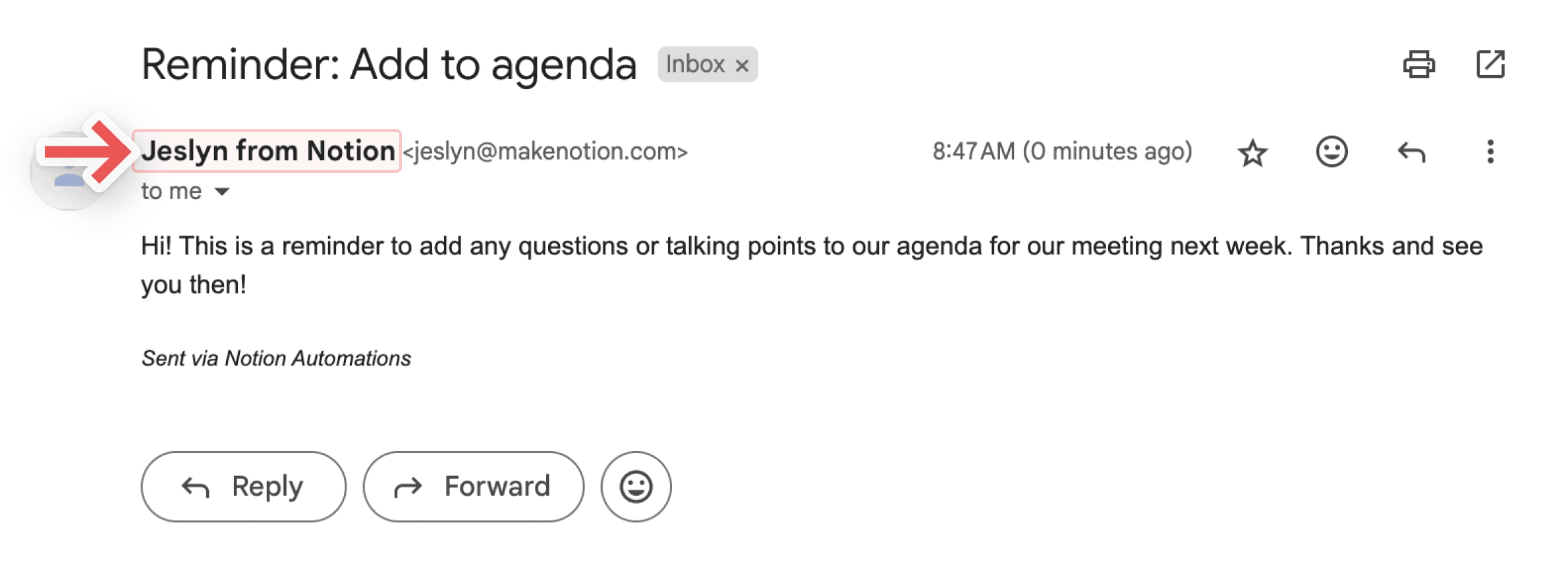 ca: nombre visible para automatización de gmail