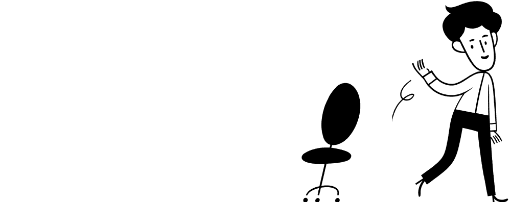 一个人离开他们的椅子并走开的插图