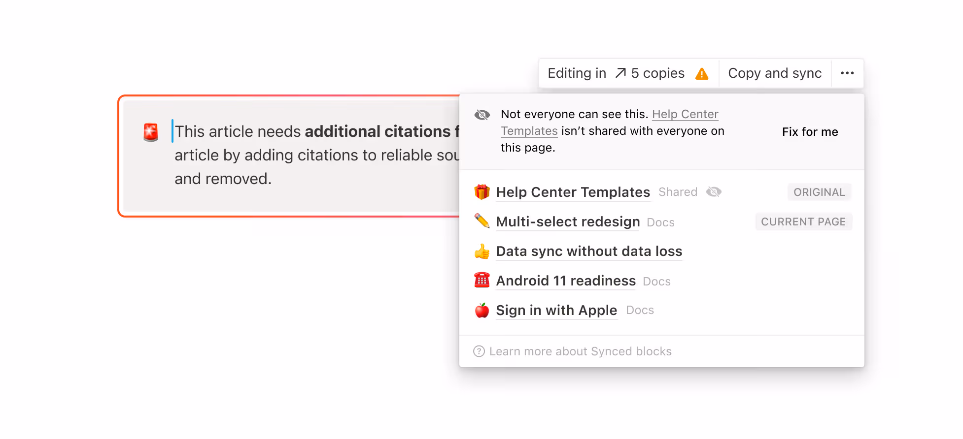 A mockup of the permission aid menu.