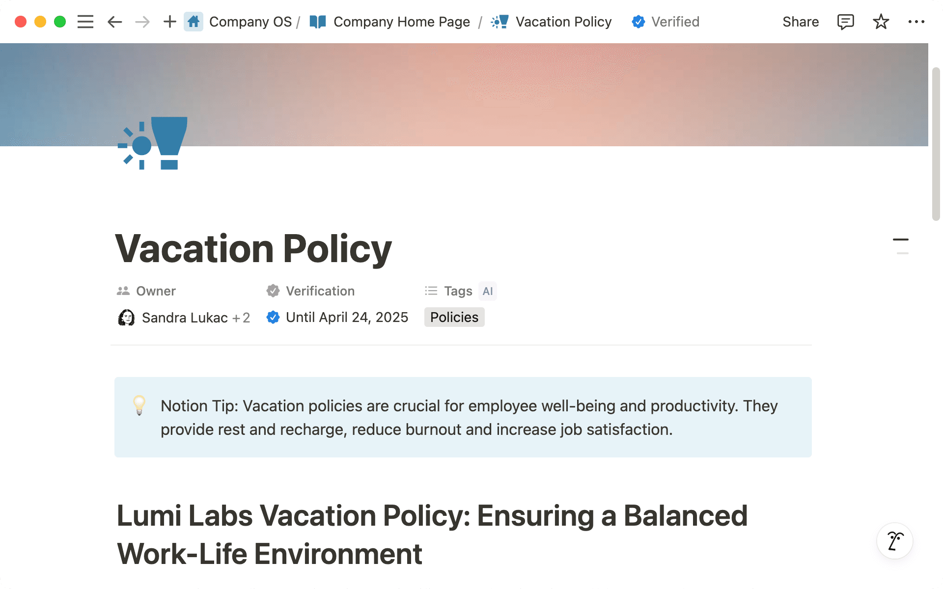 ワークスペースのコンテンツを検証して、最新の状態であることを示します。検証期間は、特定の期間もしくは無期限に設定できます。