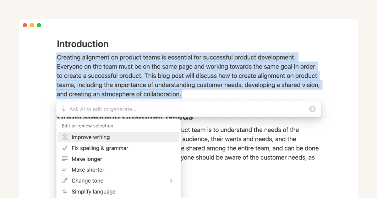 Mejora la escritura de tus notas y documentos con la IA de Notion