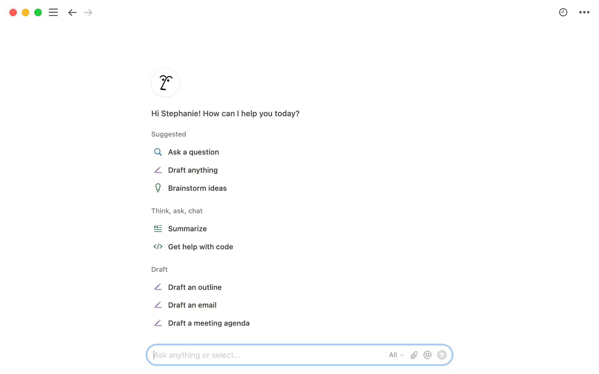 Notion AI writer view
