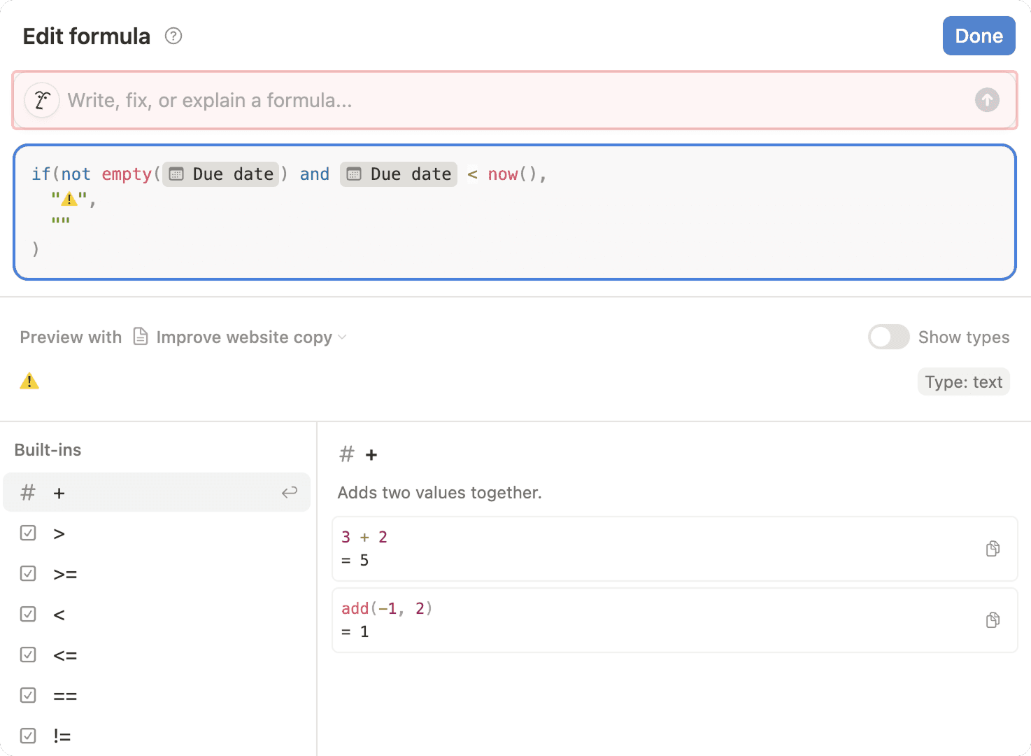 ca: ia de notion en fórmulas