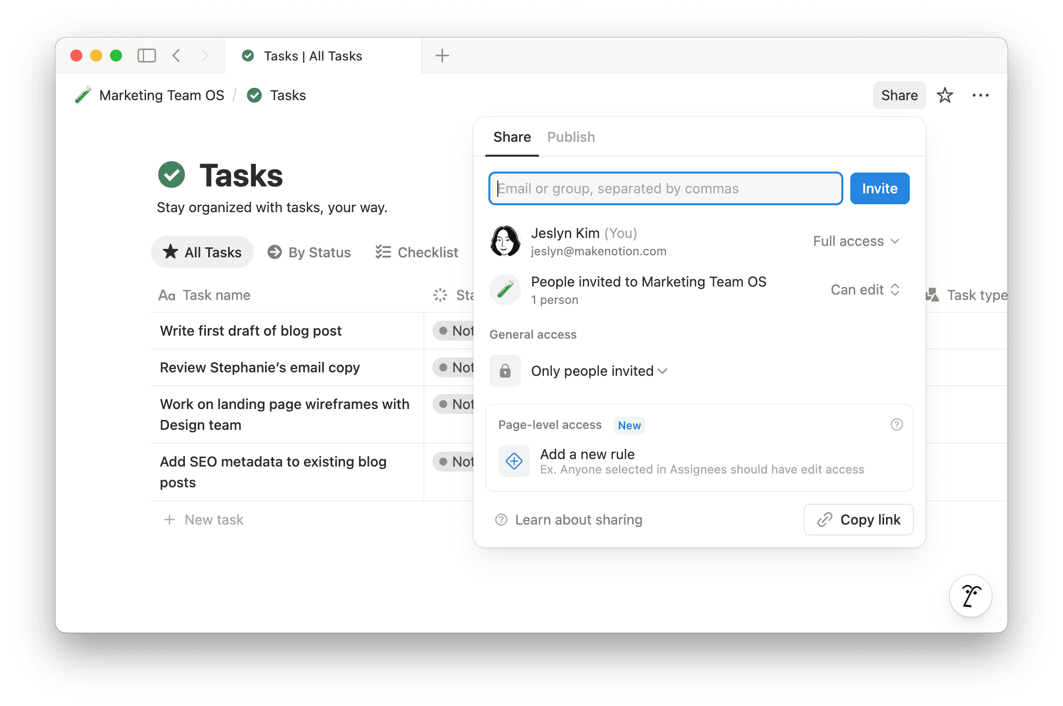 aide : créer une règle d’accès au niveau de la page