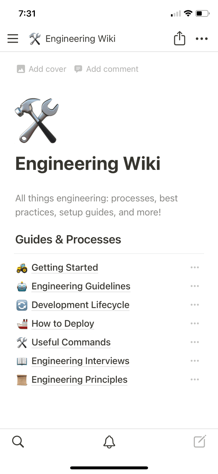 Notion 的移动应用程序的屏幕截图