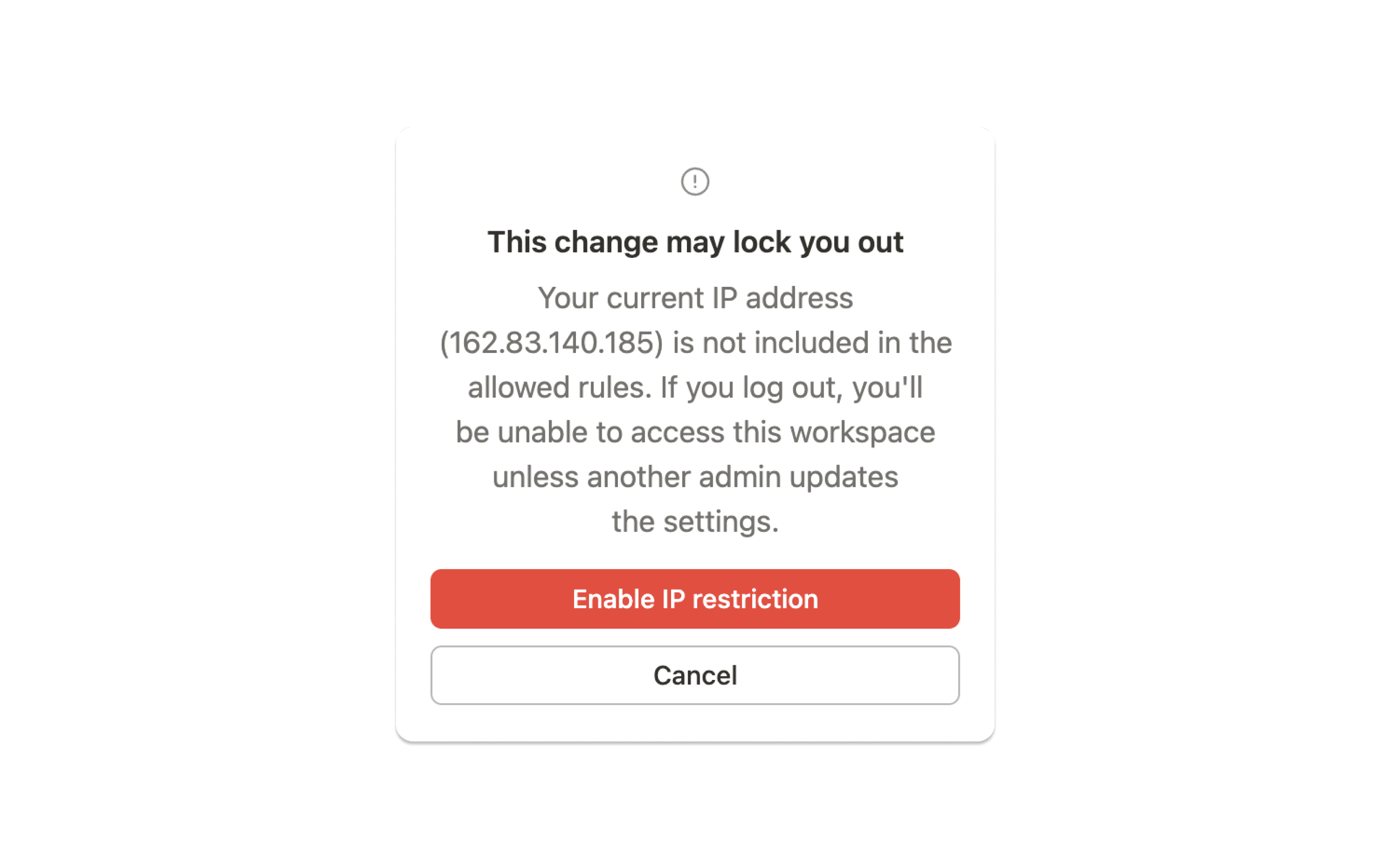 hc:制限されたIPアドレスのログインエラー