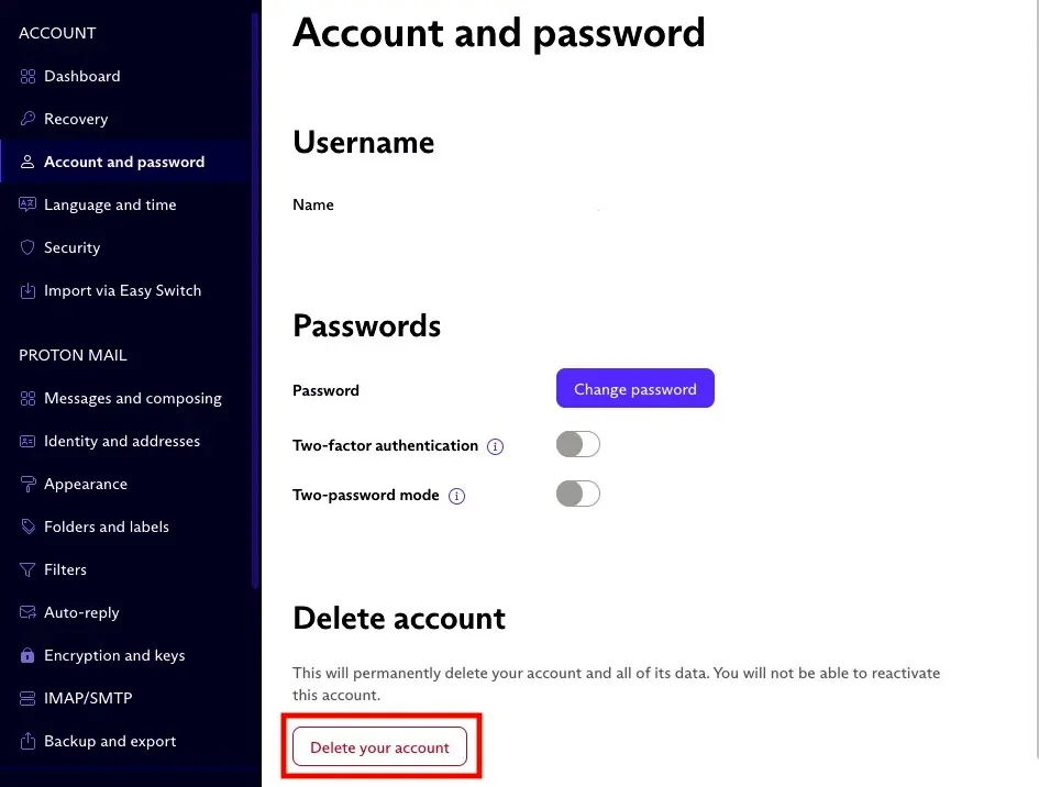 Proton Mail Account and password