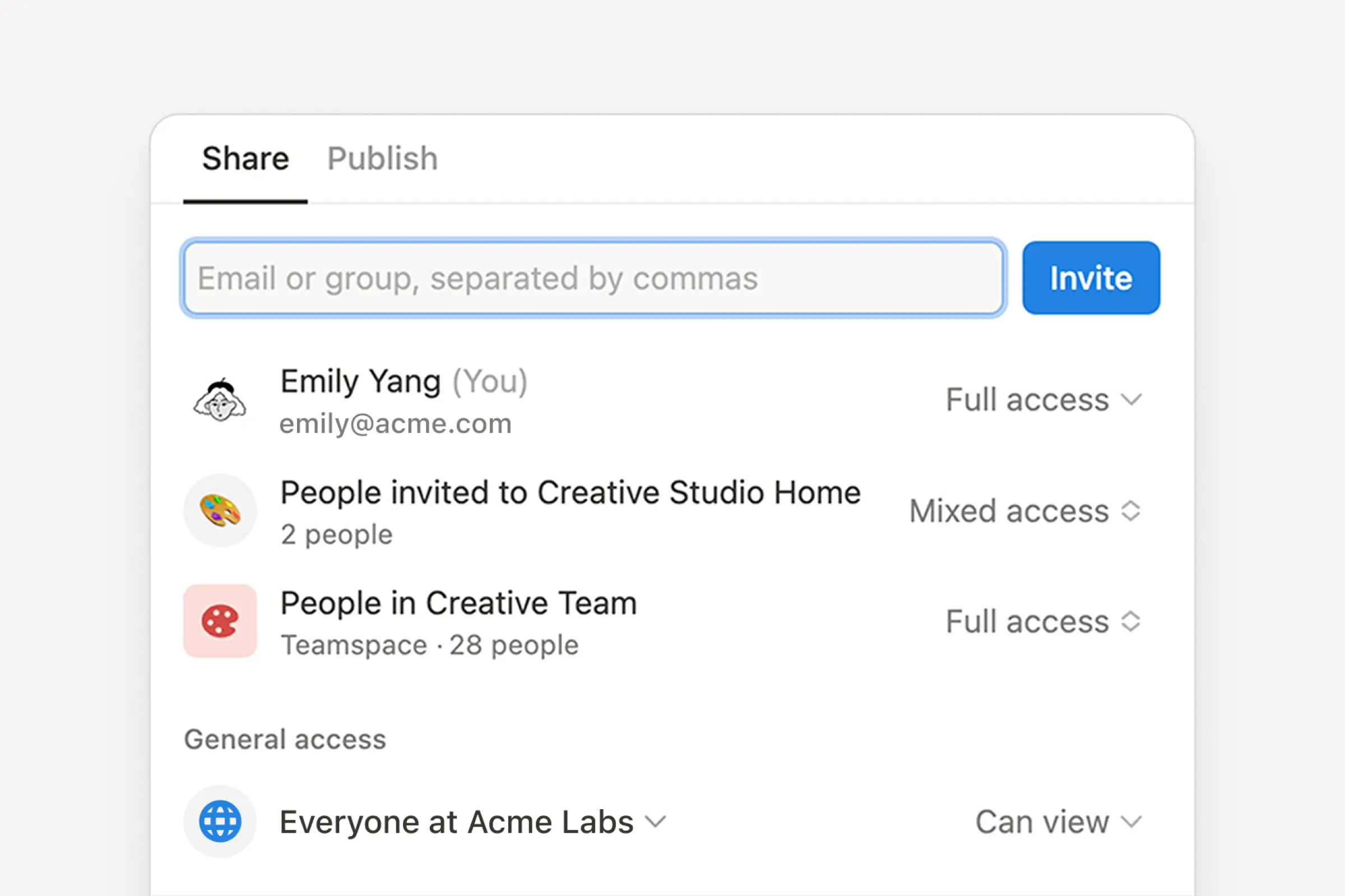 acesso de compartilhamento