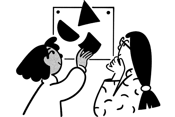 Ilustración de dos personas trabajando juntas