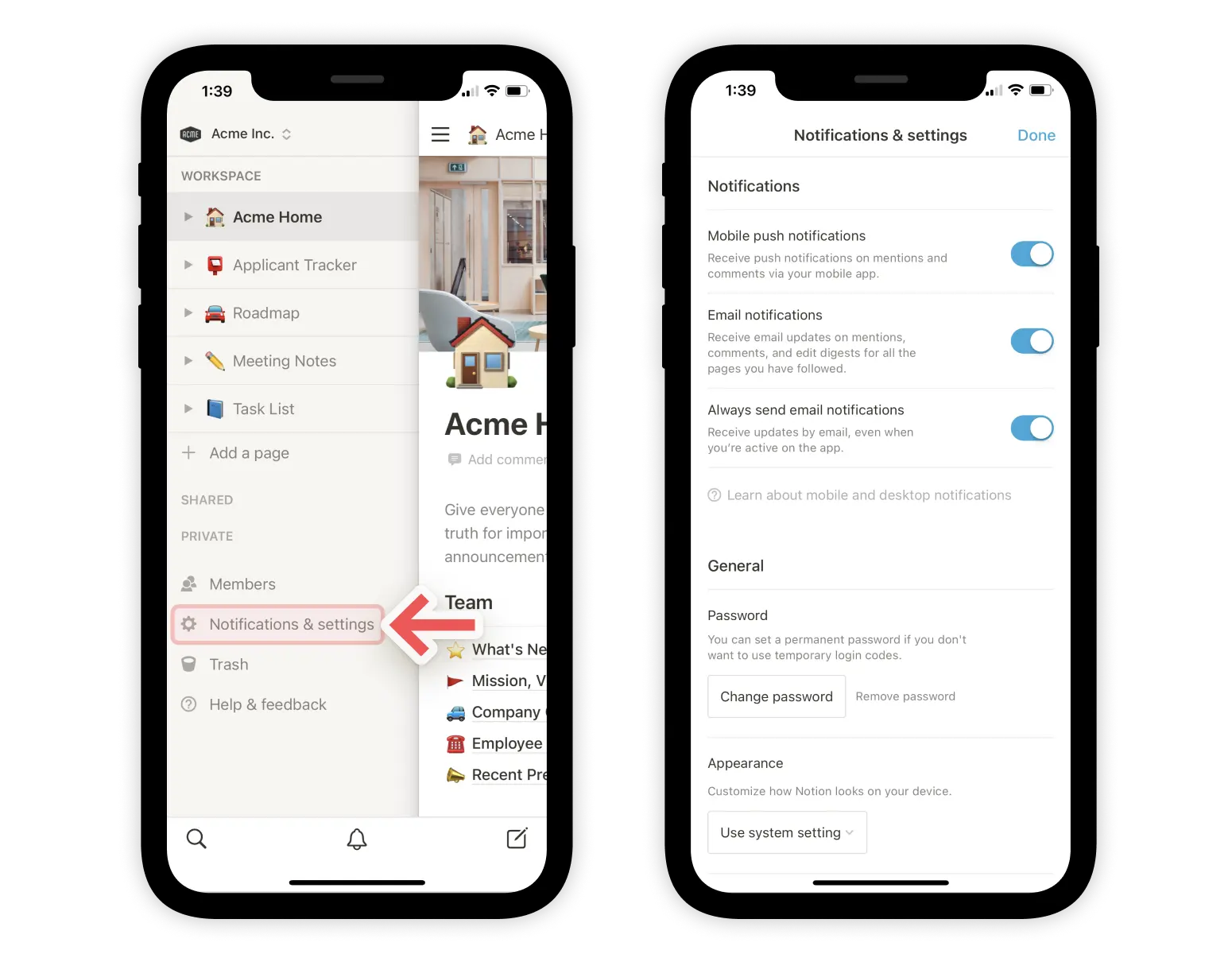 Benachrichtigungseinstellungen – Mobilgeräte