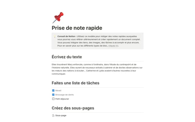 Prise de note rapide