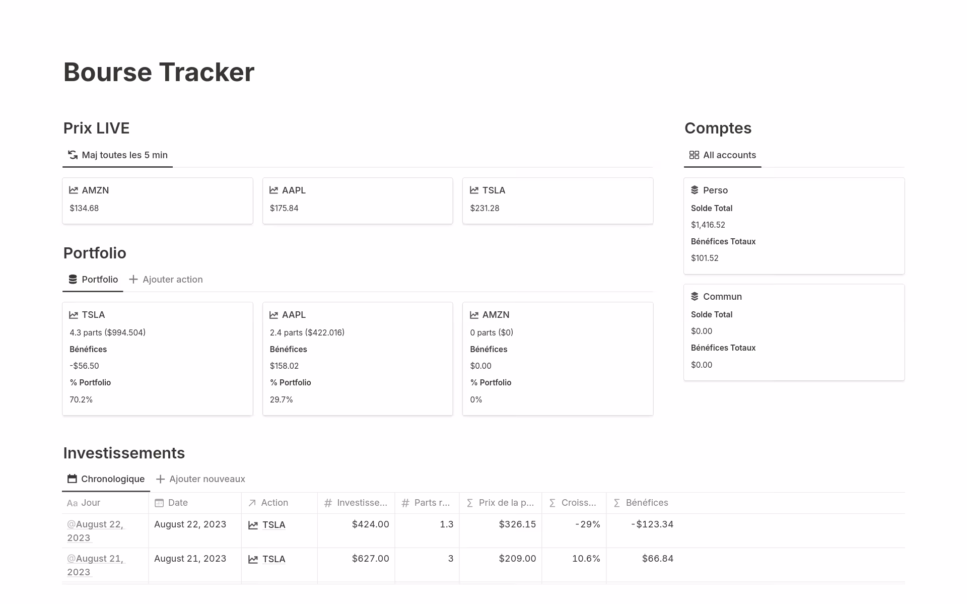 Capture d’écran de la collection Suivez chaque transaction par Notion