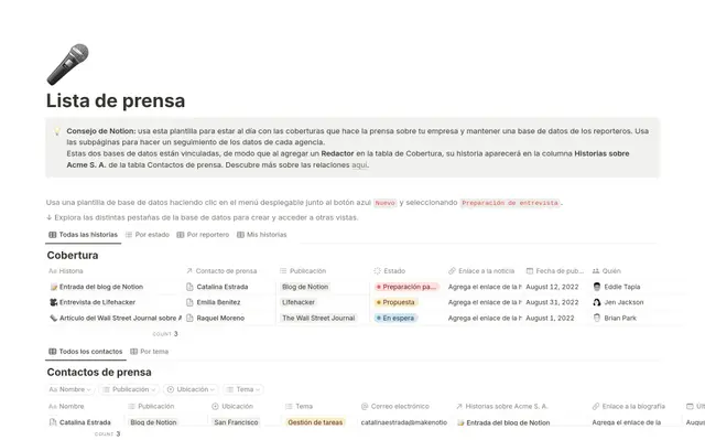Lista de prensa
