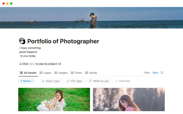 Portfolio of photographer