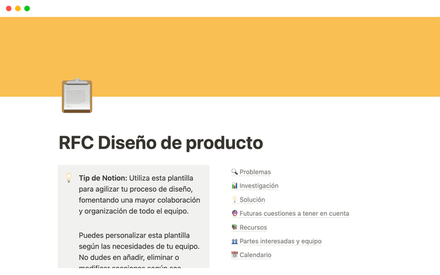 RFC diseño de producto