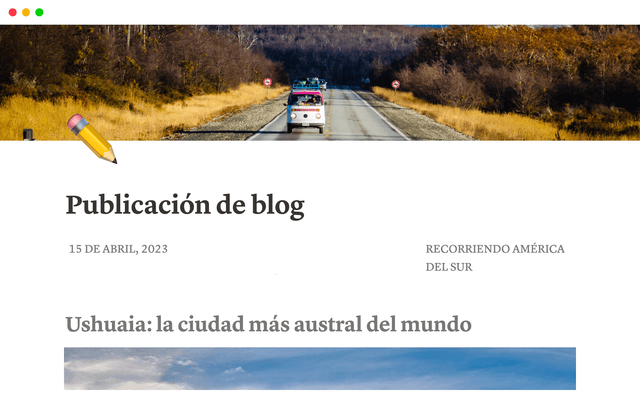 Publicación de blog