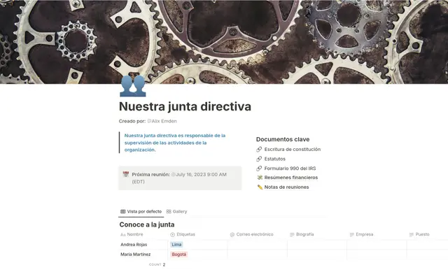 Nuestra junta directiva