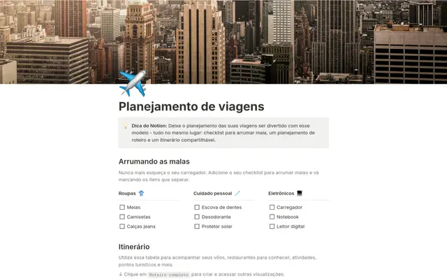 Planejador de viagens